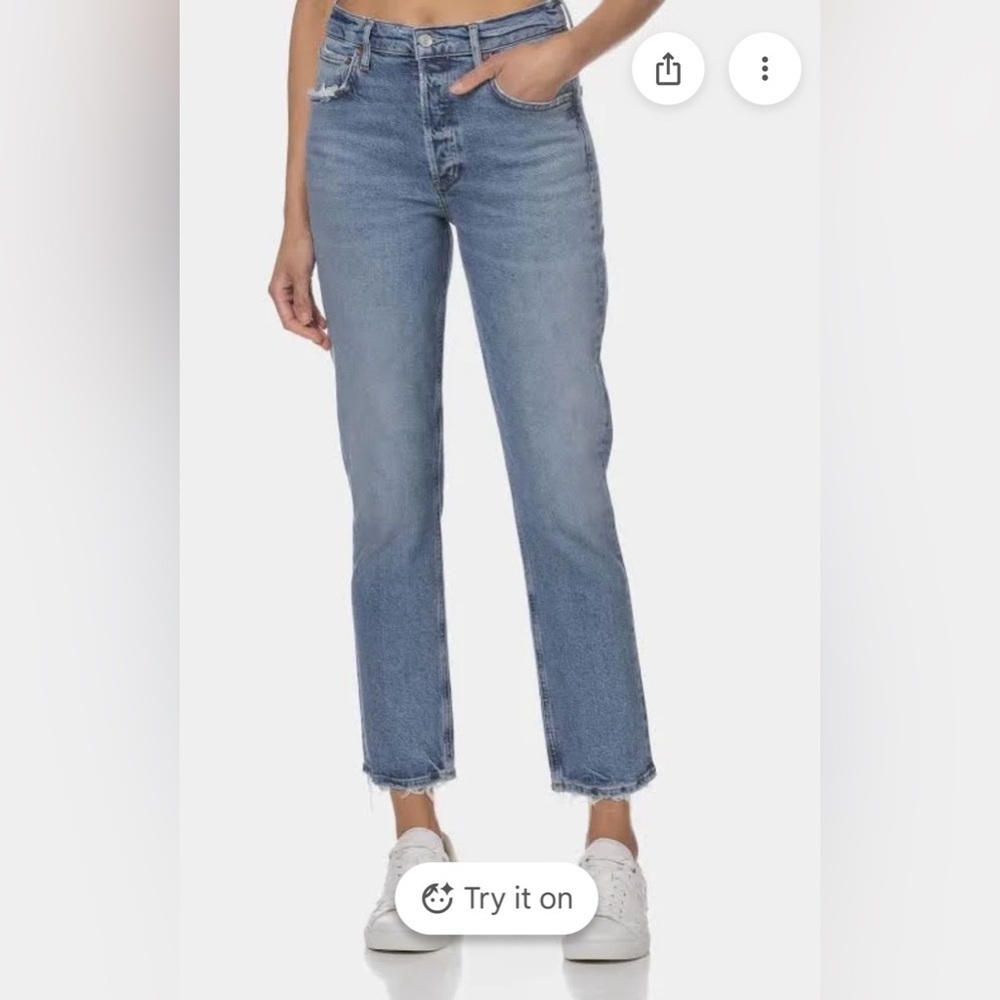 Agolde Woman’s Classic Riley Raw Hem Straight Denim Jeans